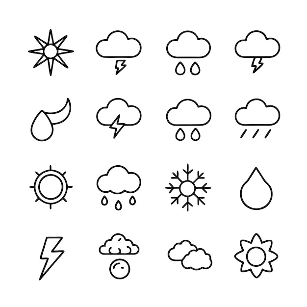Illustrazione vettoriale della raccolta di icone meteorologiche