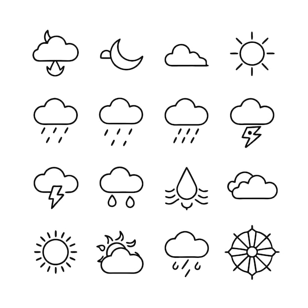 Illustrazione vettoriale della raccolta di icone meteorologiche