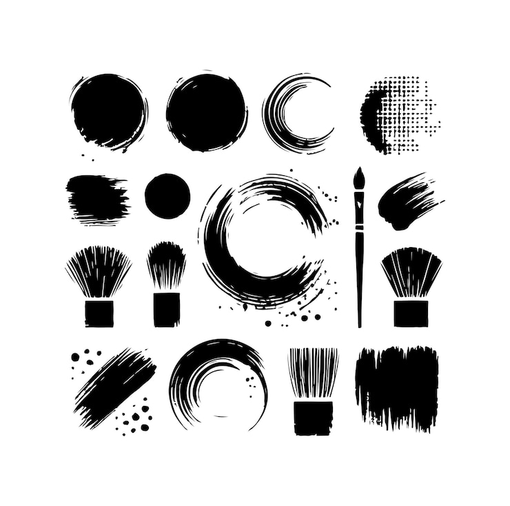 Vettore illustrazione vettoriale della silhouette degli elementi brush grunge