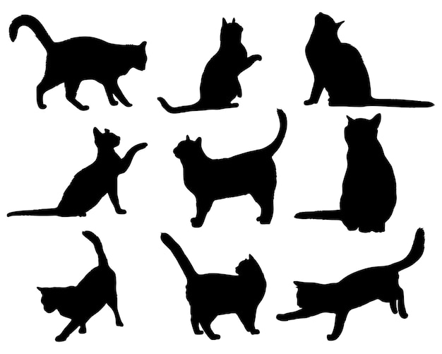Illustrazione vettoriale della silhouette dei gatti