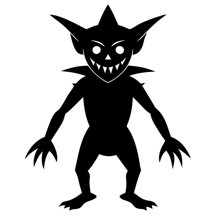 Vettore illustrazione vettoriale della silhouette del goblin di halloween per disegni inquietanti