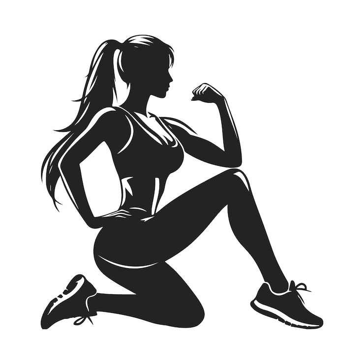 Vettore illustrazione vettoriale della silhouette del logo di fitness girl
