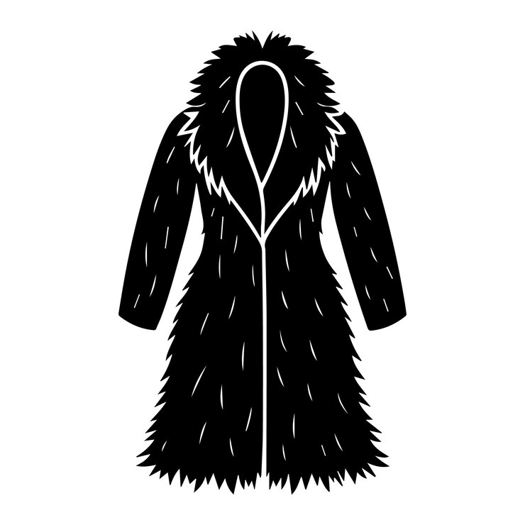 Vettore illustrazione vettoriale della silhouette dell'icona dello schizzo del cappotto di pelliccia