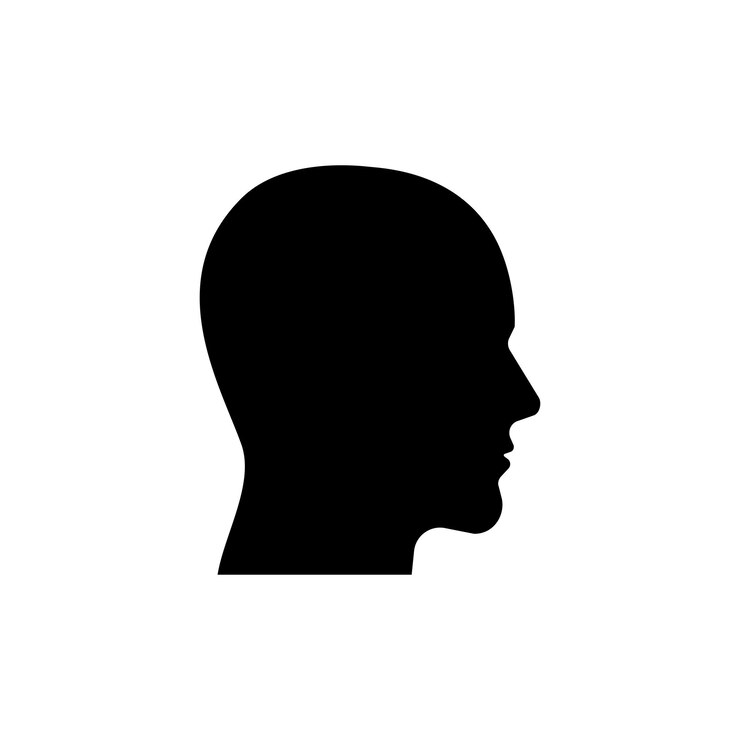Vettore illustrazione vettoriale della silhouette dell'ombra nera del profilo della testa umana isolata su sfondo bianco eps 10