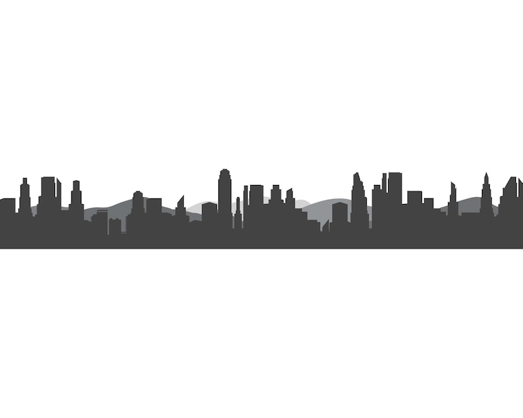 Vettore illustrazione vettoriale della silhouette della città moderna in design piatto