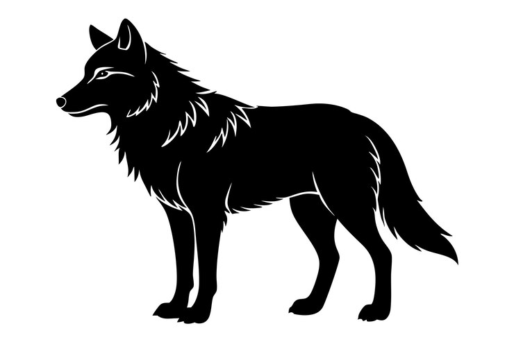 Vettore illustrazione vettoriale della silhouette della volpe su sfondo bianco