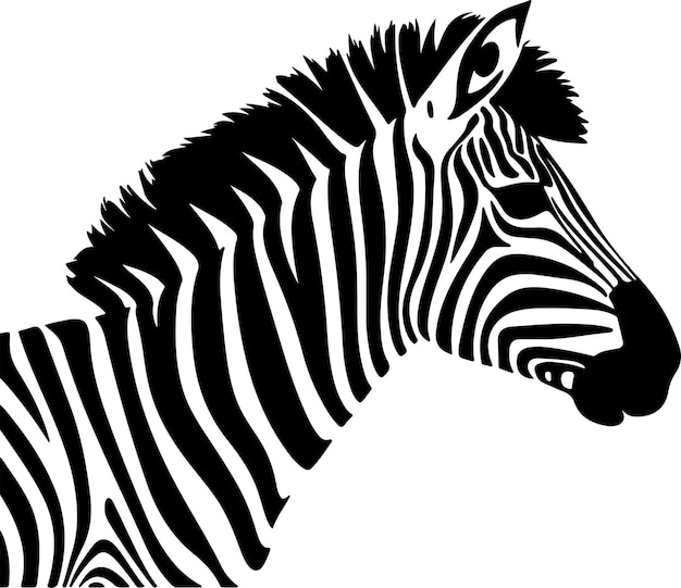 Illustrazione vettoriale della silhouette della zebra sullo sfondo bianco