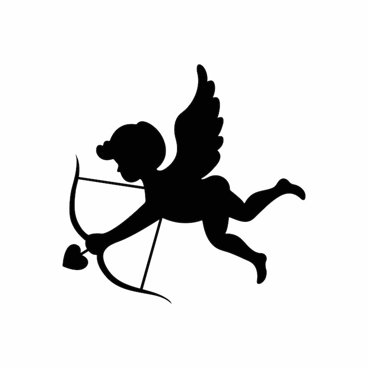 Vettore illustrazione vettoriale della silhouette di cupido