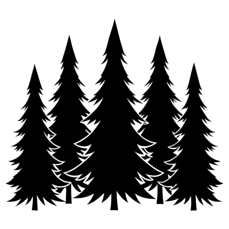 Vettore illustrazione vettoriale della silhouette di un albero di montagna