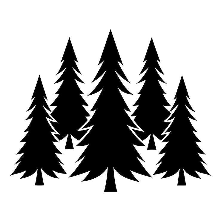 Vettore illustrazione vettoriale della silhouette di un albero di montagna