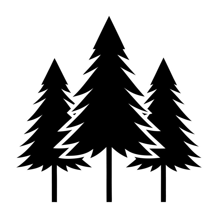 Vettore illustrazione vettoriale della silhouette di un albero di montagna