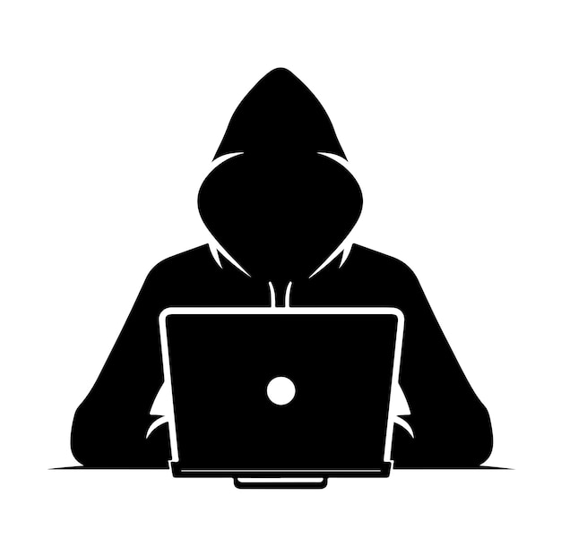 Illustrazione vettoriale della silhouette di un hacker