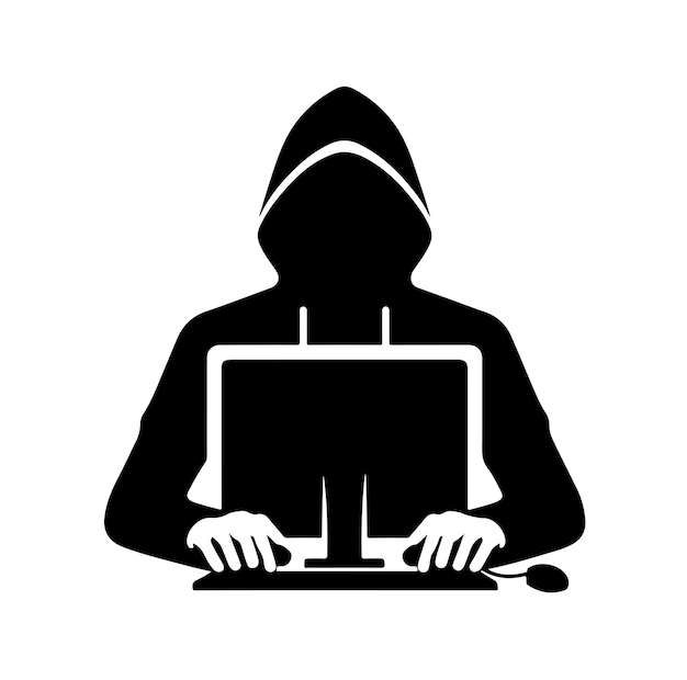 Illustrazione vettoriale della silhouette di un hacker