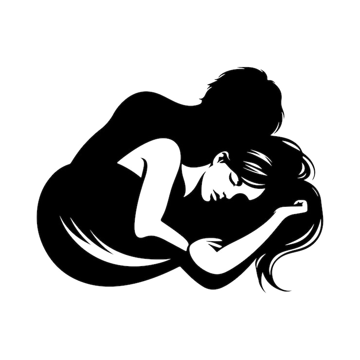 Vettore illustrazione vettoriale della silhouette di un uomo addormentato e di una donna