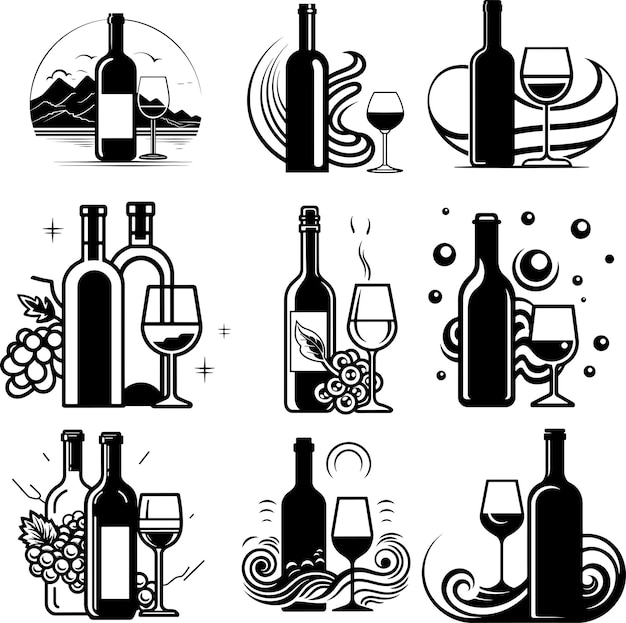 illustrazione vettoriale della silhouette di una bottiglia di vino