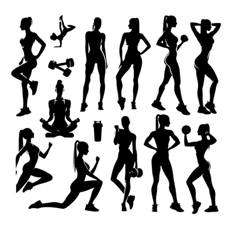 Vettore illustrazione vettoriale della silhouette di una donna in forma