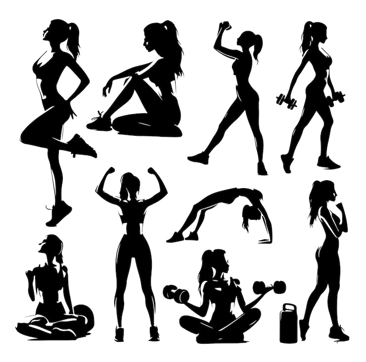 Vettore illustrazione vettoriale della silhouette di una donna in forma