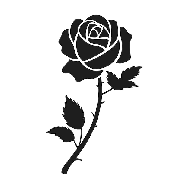 Illustrazione vettoriale della silhouette di una rosa romantica