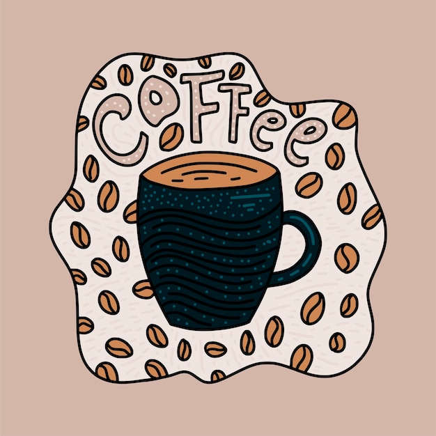ILLUSTRAZIONE VETTORIALE DELLA TAZZA DI CAFFÈ DI DOODLE