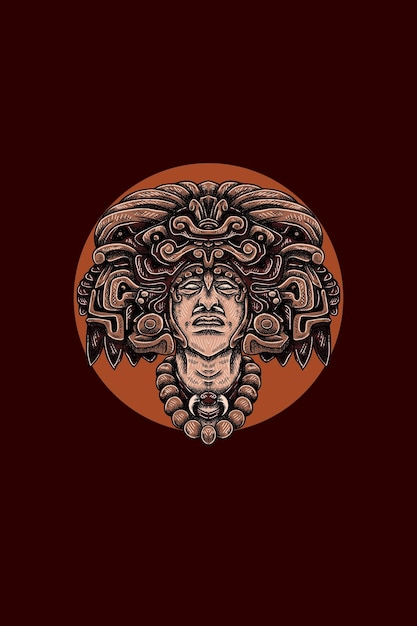 Illustrazione vettoriale della testa dell'uomo Maya
