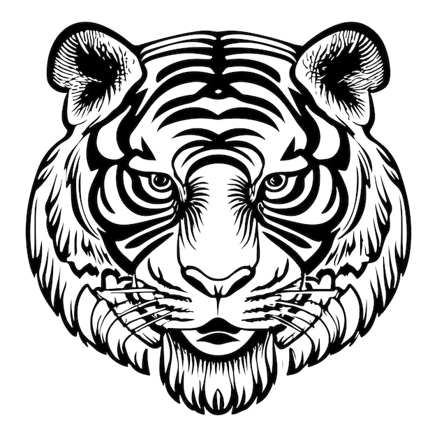 Illustrazione vettoriale delle sagome del viso della tigre