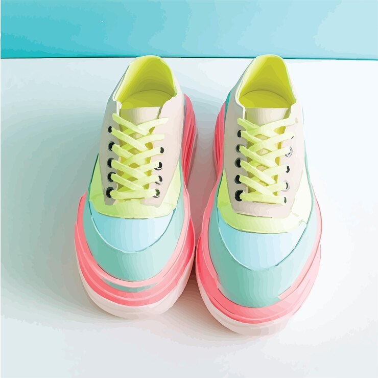 Vettore illustrazione vettoriale delle scarpe da ginnastica di piattaforma alla moda
