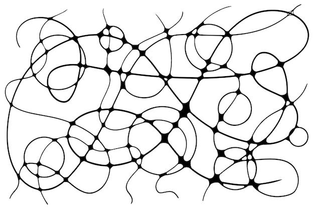 Illustrazione vettoriale dello schizzo delle linee neurografiche Modello astratto di curve ondulate caotiche Neuroart monocromatico disegnato a mano