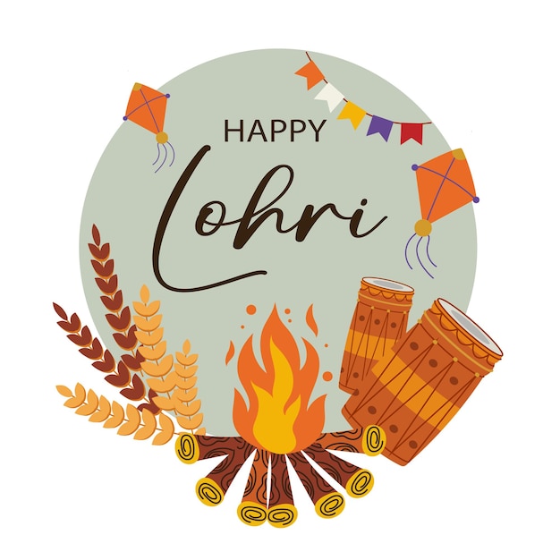 Illustrazione vettoriale dello sfondo della festa Happy Lohri per il festival punjabi