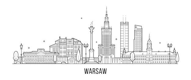 Illustrazione vettoriale dello skyline di Varsavia, Polonia