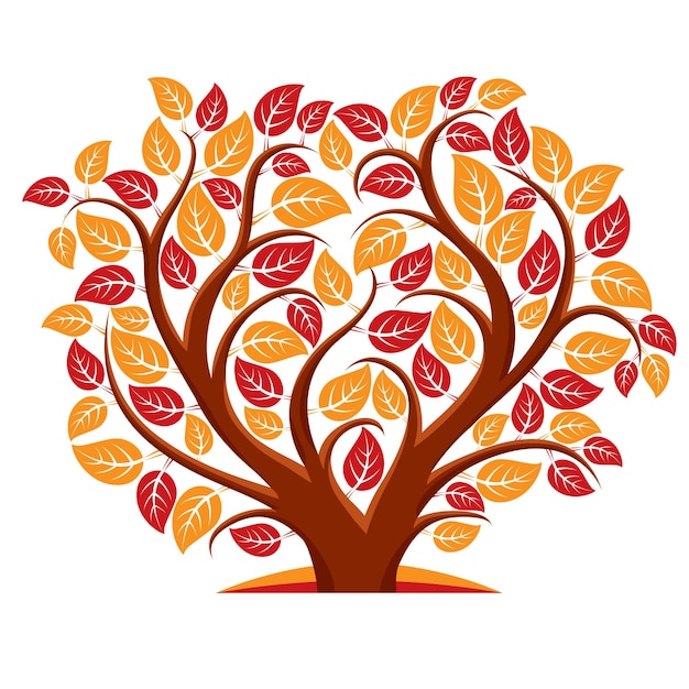 Illustrazione vettoriale di albero con rami a forma di cuore con immagine idea amore e maternità. Illustrazione del tema della conservazione dell'ecologia.