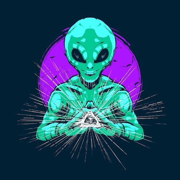 Illustrazione vettoriale di attacco Ufo in stile moderno. adatto per t-shirt, stampe e altri prodotti di abbigliamento