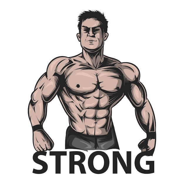 Illustrazione vettoriale di bodybuilding uomo forte