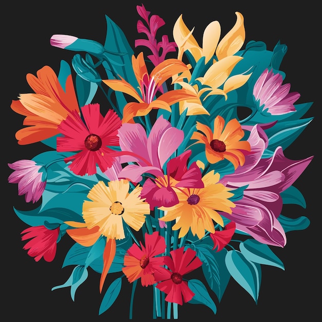 illustrazione vettoriale di bouquet floreale a colori vibranti