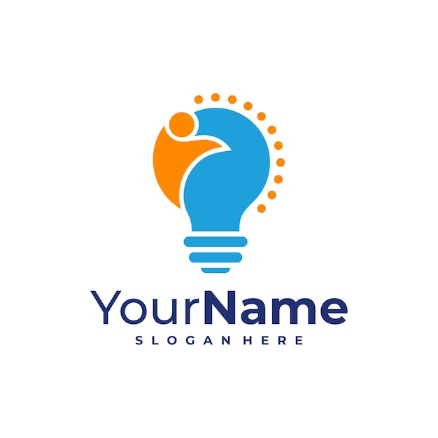 Illustrazione vettoriale di Bulb con il logo Leader Template Bulb with People logo
