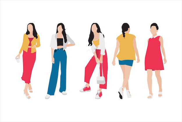 Illustrazione vettoriale di bundle di donne alla moda