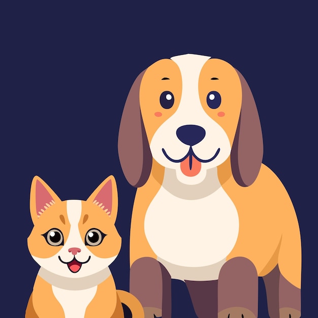 illustrazione vettoriale di cani e gatti domestici