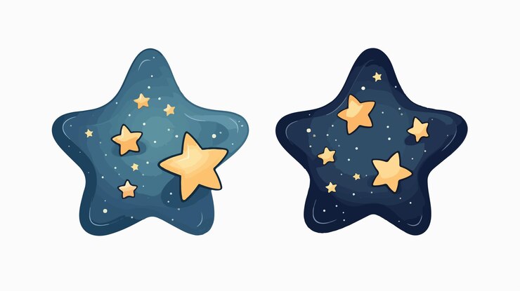 Vettore illustrazione vettoriale di cartoni animati del cielo notturno isolato con icona di stelle