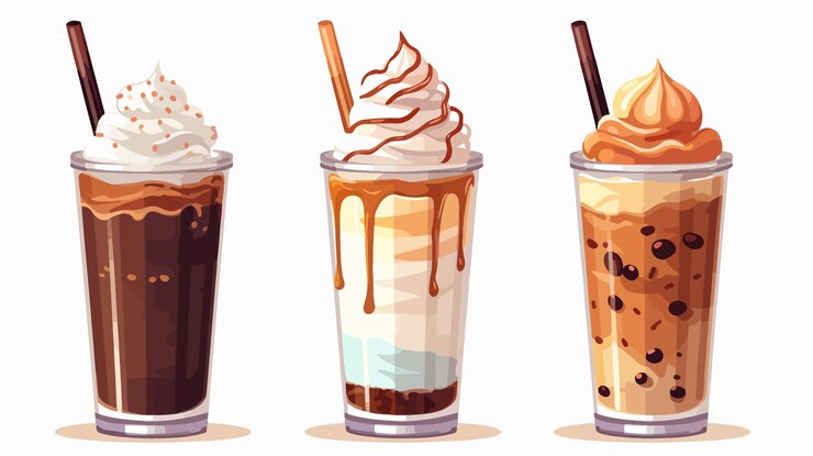 Vettore illustrazione vettoriale di cartoni animati di frappe e cold drink coffee