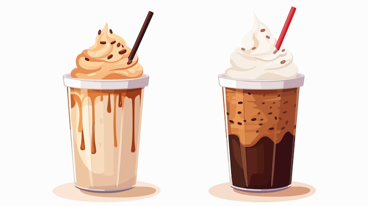 Vettore illustrazione vettoriale di cartoni animati di frappe e cold drink coffee