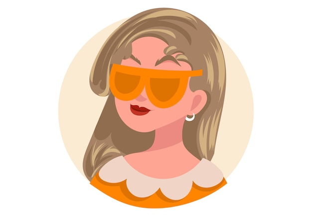 Illustrazione vettoriale di cartoni animati giovani personaggi femminili facce con occhiali idea di halloween donna