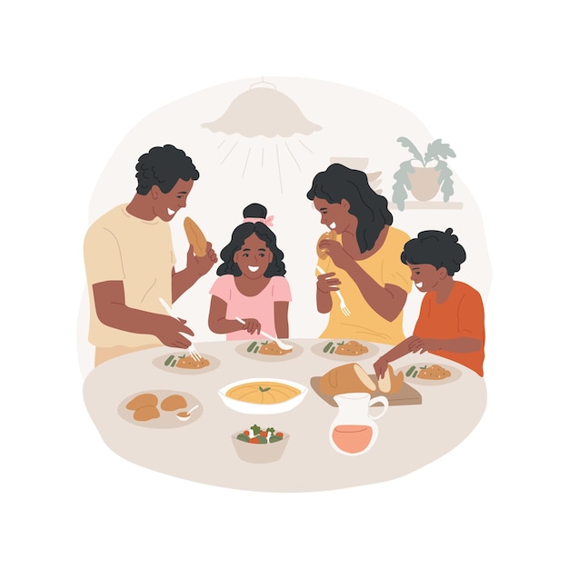 Illustrazione vettoriale di cartoni animati isolati per cena