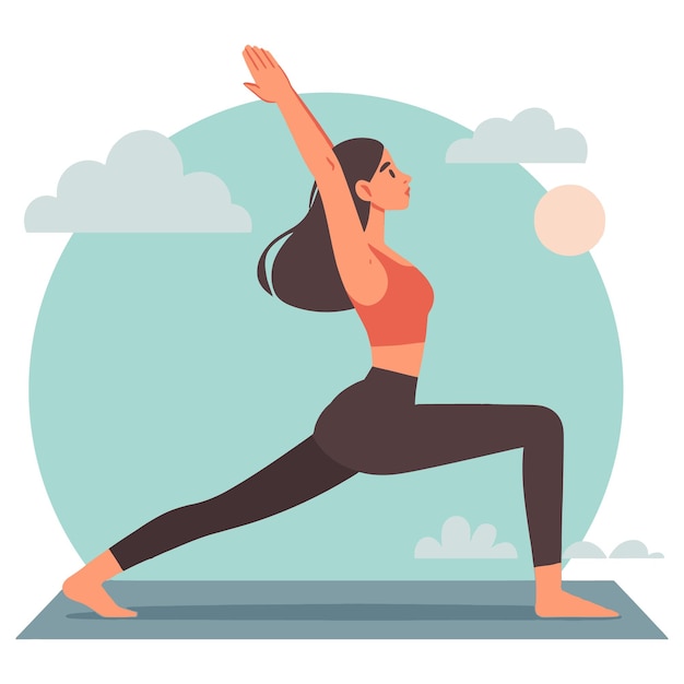 Illustrazione vettoriale di cartoni animati piatti della postura femminile dello yoga