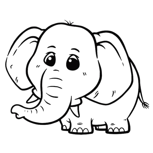 Illustrazione vettoriale di Cartoon Elephant - Libro da colorare per bambini