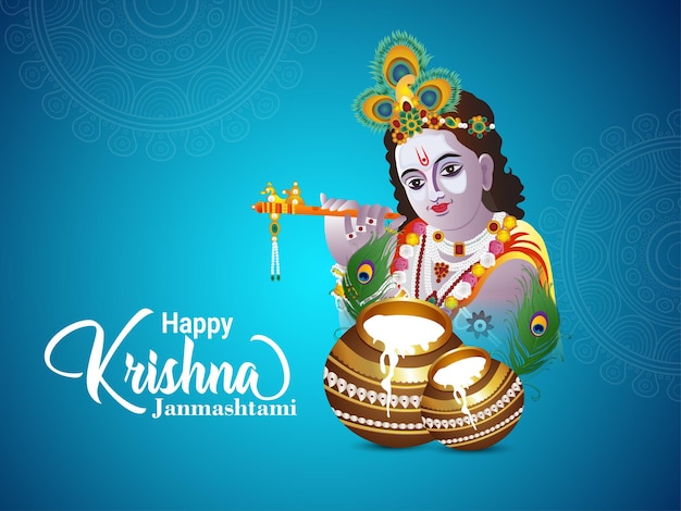 Illustrazione vettoriale di celebrazione felice janmashtami realistica