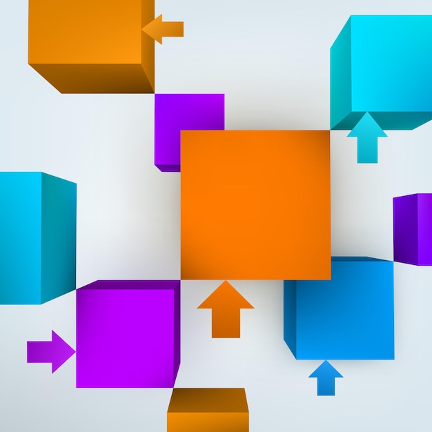 Illustrazione vettoriale di cubi 3d con le frecce