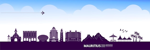 Illustrazione vettoriale di destinazione di viaggio Mauritius.