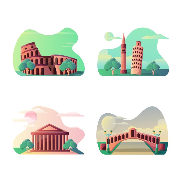Vettore illustrazione vettoriale di destinazione turistica italiana