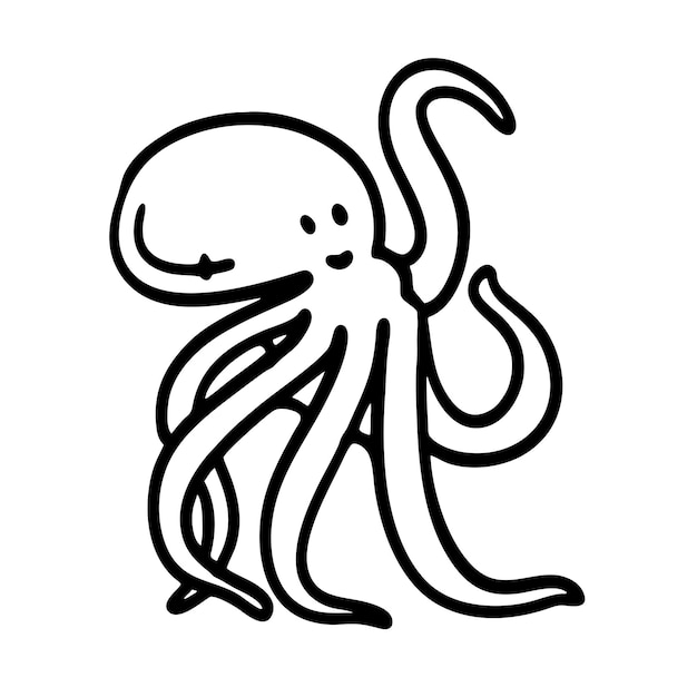 Illustrazione vettoriale di disegnato a mano Cute Octopus Outline Doodle art style