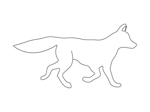 Illustrazione vettoriale di disegno a linea singola continua di volpe carina Vettore Premium