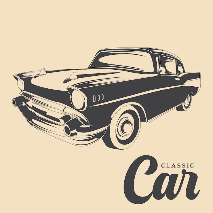 Vettore illustrazione vettoriale di disegno di auto d'epoca